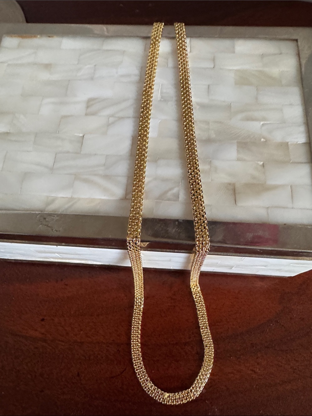 Gold Woven Mesh Chain Necklace - 18K Gold Overlay